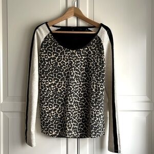 Maison Scotch mixed media long sleeve top. Animal print body. Size US M.